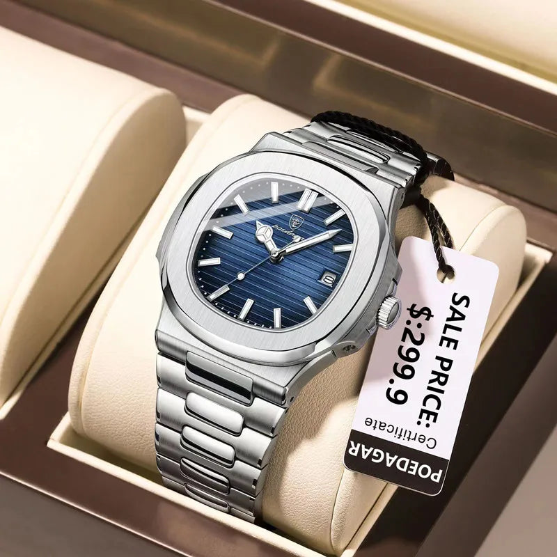 POEDAGAR Classic Blue Watch Business