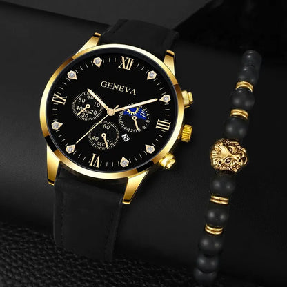 2pcs Luxury Mens Quartz Watches Bracelet