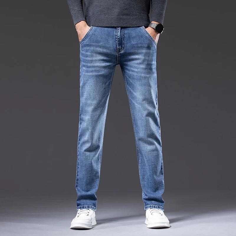 New Men's Light Business Loose Jeans