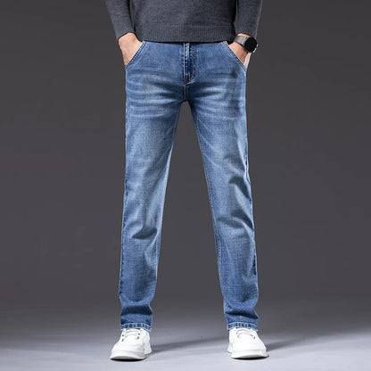 New Men's Light Business Loose Jeans