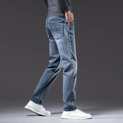 New Men's Light Business Loose Jeans