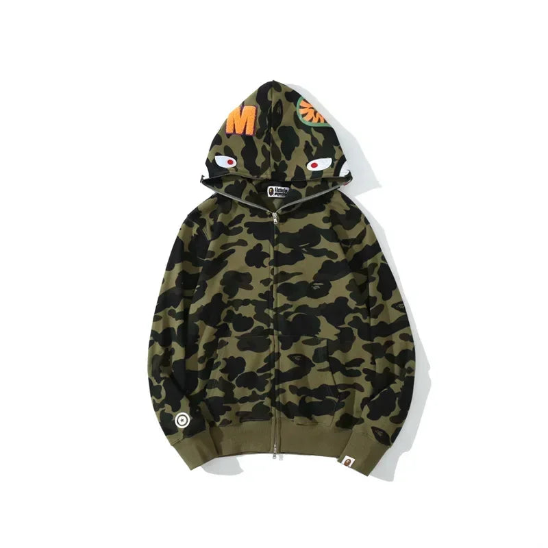 New Trendy Shark Camouflage Zippered Hoodie