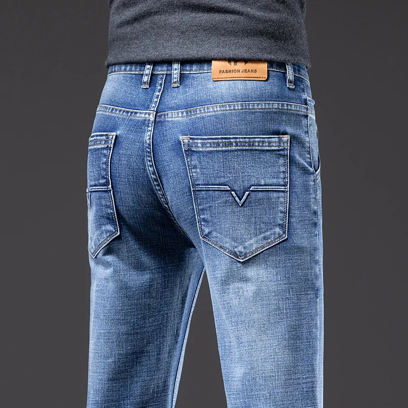 New Men's Light Business Loose Jeans