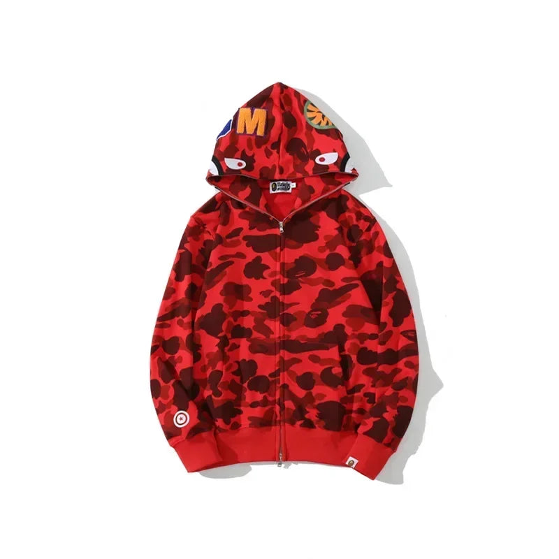 New Trendy Shark Camouflage Zippered Hoodie