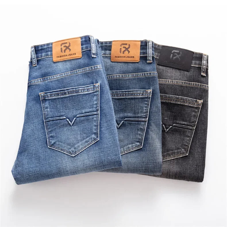 New Men's Light Business Loose Jeans