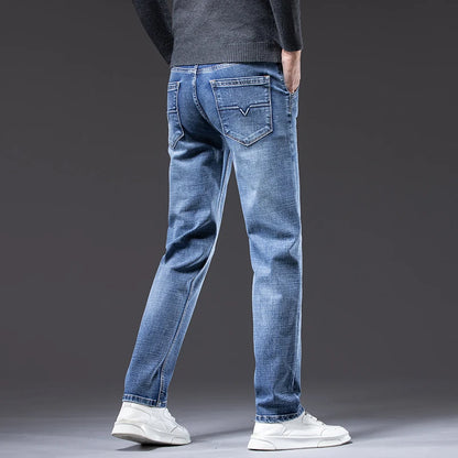 New Men's Light Business Loose Jeans