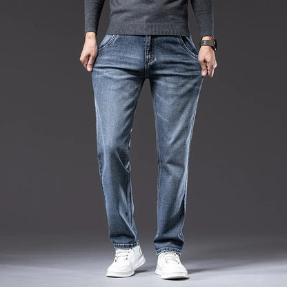 New Men's Light Business Loose Jeans