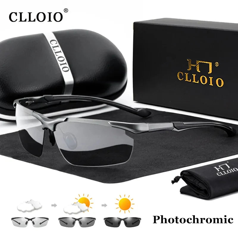 CLLOIO Sunglasses Men Rimless Day Night Driving Glasses Anti-Glare