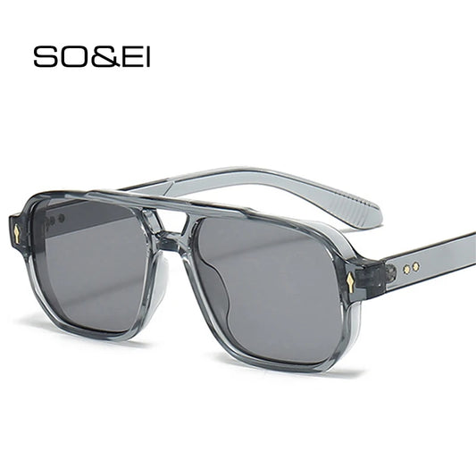 SO&EI Vintage Double Bridges Men Square Sunglasses