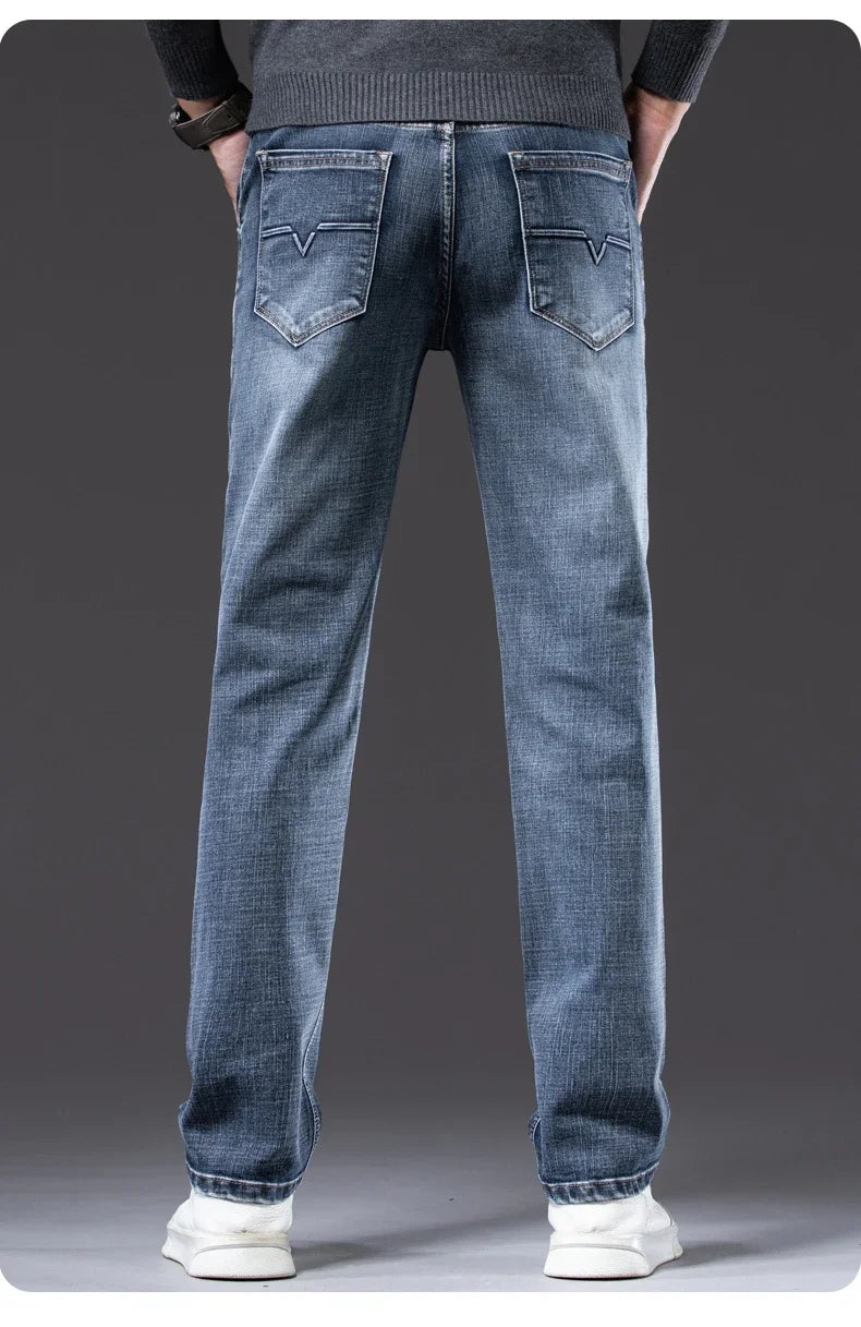 New Men's Light Business Loose Jeans