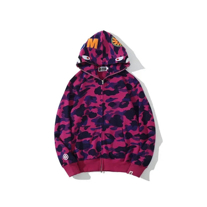 New Trendy Shark Camouflage Zippered Hoodie