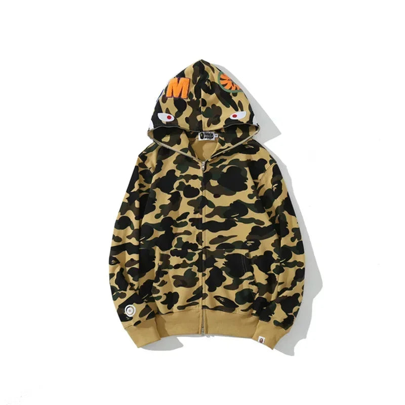 New Trendy Shark Camouflage Zippered Hoodie