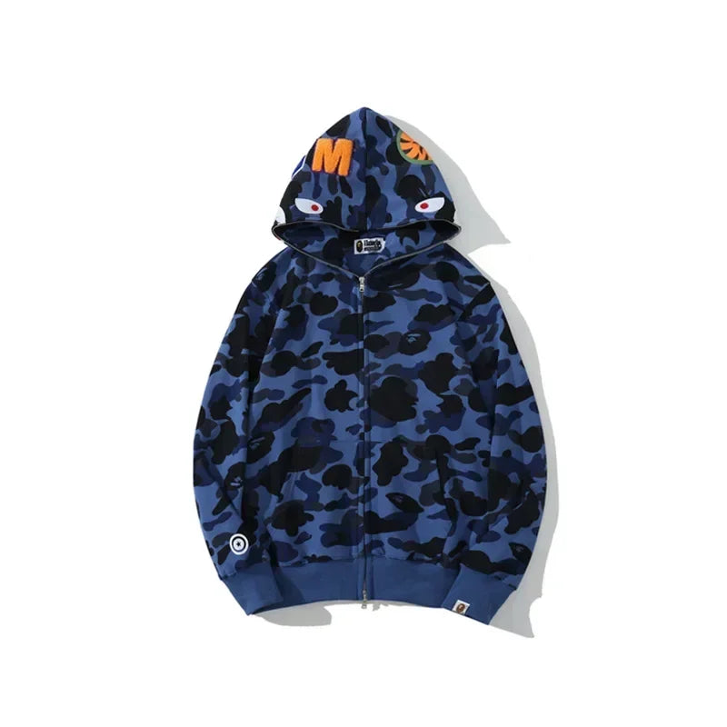 New Trendy Shark Camouflage Zippered Hoodie