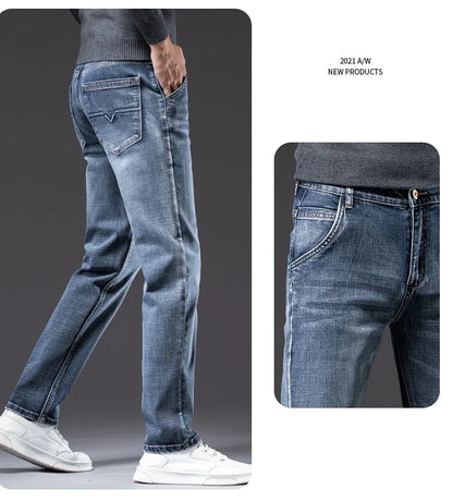 New Men's Light Business Loose Jeans